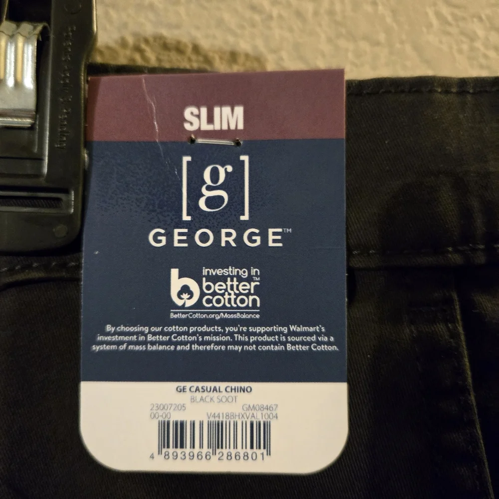 George Mens New Black Casual Chino Slim Dress Pants 40 X 30